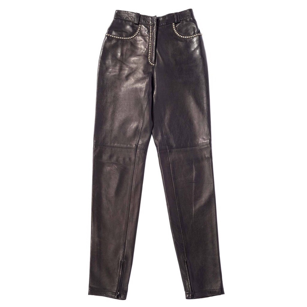 Gianni Versace Vintage Leather High Waisted Pants